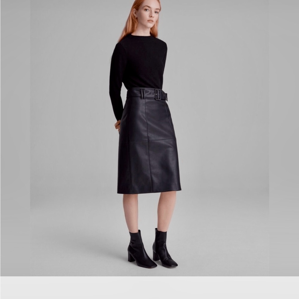 Club Monaco Black Faux Leather Pencil Skirt